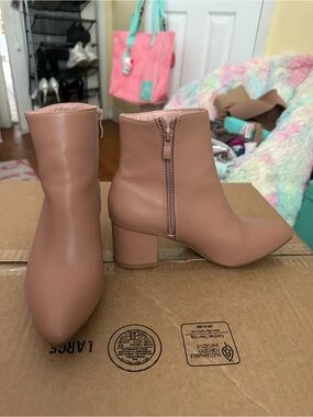Windsor Blush Pink Block Heel Ankle Boots